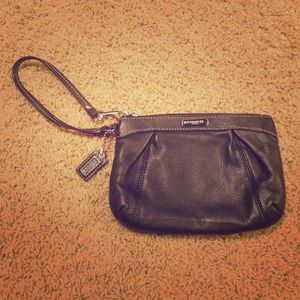 Black Leather Coach Wristlet