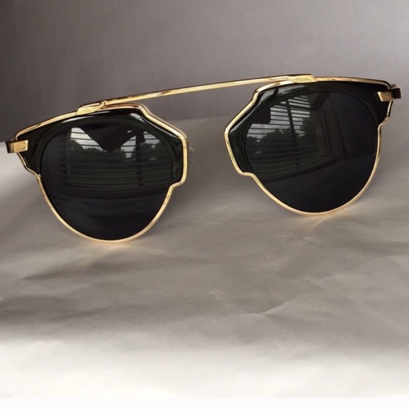 Accessories - Black w/Gold Trim Frame/Black Lens Sunglasses