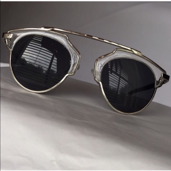 Accessories - Clear/Black Silver Trim Frame Sunglasses