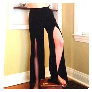 Crushed Velvet Bell Bottoms with slits