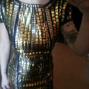 Black with gold sequins dress
