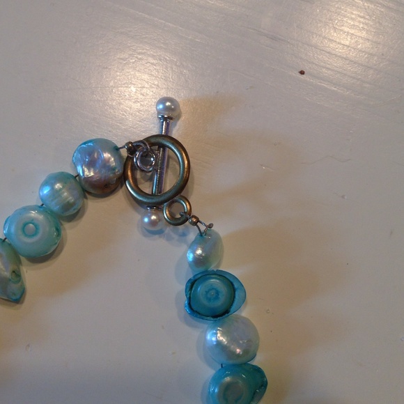 Handmade, Blue, Oblong Pearl Necklace - Picture 2 of 3