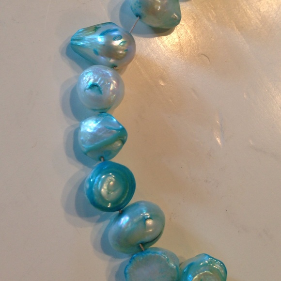 Handmade, Blue, Oblong Pearl Necklace - Picture 3 of 3
