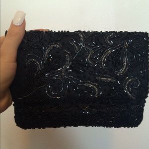 Black Beaded Clutch