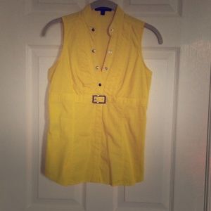Express Fitted Sleeveless Yellow Shirt