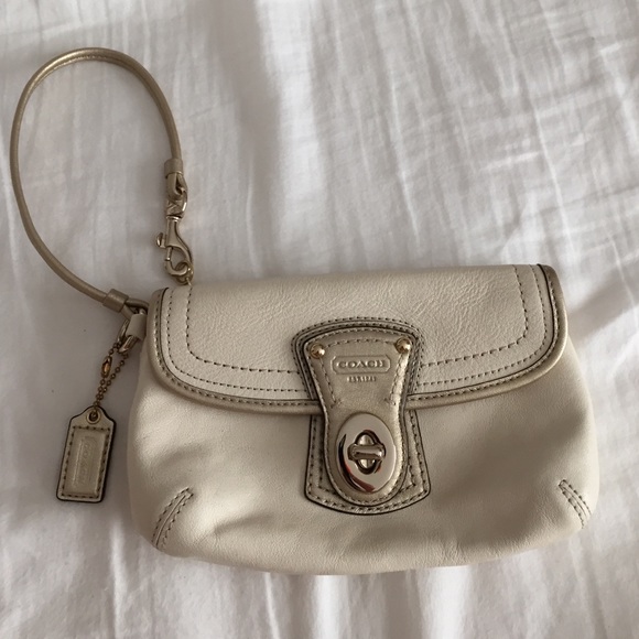 COACH tan clutch