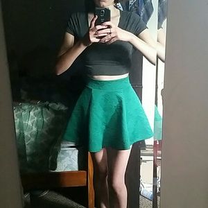 Emerald green high waisted skirt