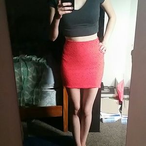 Hot pink high waisted skirt