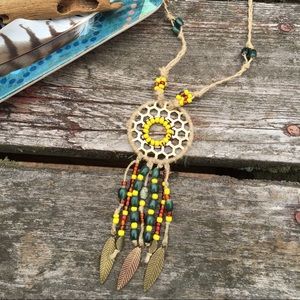 Handmade bohemian dreamcatcher necklace