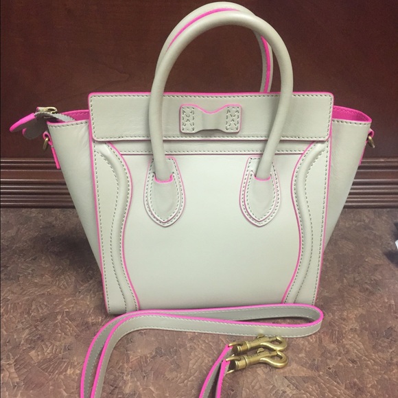 Gorgeous Celine Luggage Nano Beige Pink Trim - Picture 2 of 4
