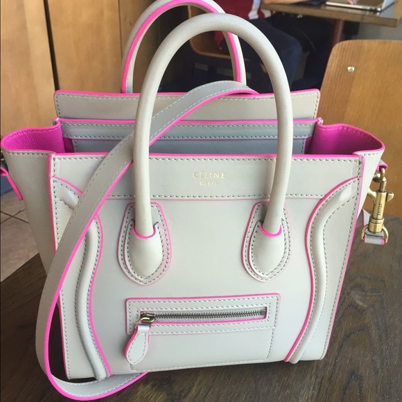 Gorgeous Celine Luggage Nano Beige Pink Trim - Picture 4 of 4