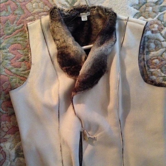 XL faux suede/fur cold water creek vest