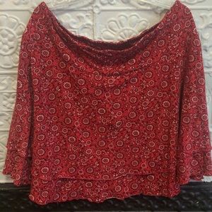 Red flower printed skirt