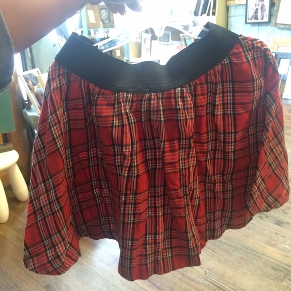Red plaid skirt