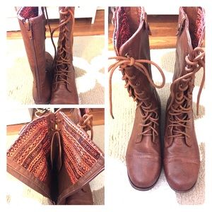 Medium cut brown tribal boots