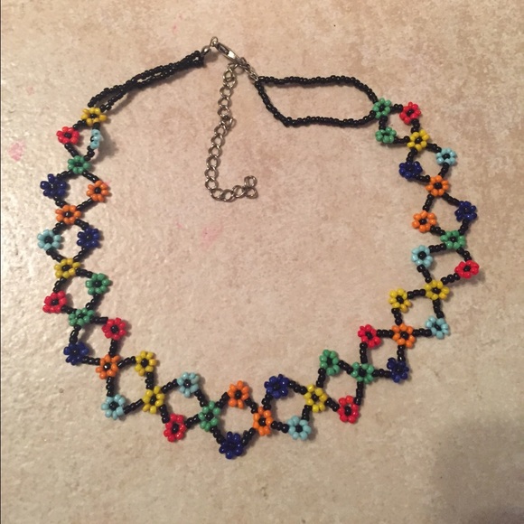 Beaded flower choker