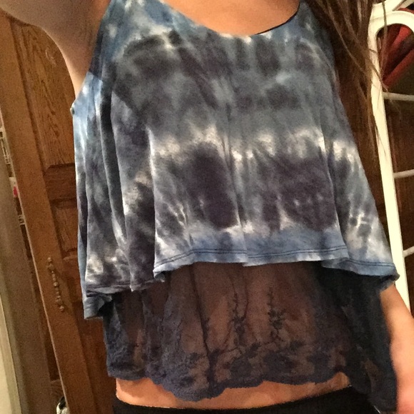 Lace blue tie dye shirt