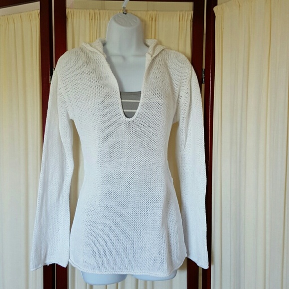 Coldwater Creek Sweaters - Bright White Knit Pullover Hoodie