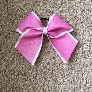 Pink sparkly cheer bow
