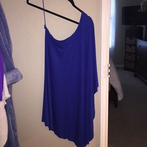 One shoulder royal blue fitted dress