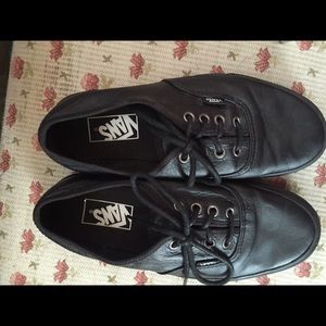 Black leather vans, worn twice, size 7.5 women
