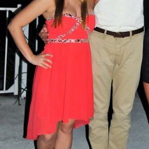 GB Gianni Bini Peach Hi-Lo Dress w/ Sequins Medium