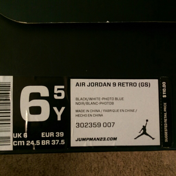 SOLD Jordan 9 black/photo blue/white - Picture 4 of 4