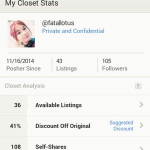 My closet stats and bundle discounts.