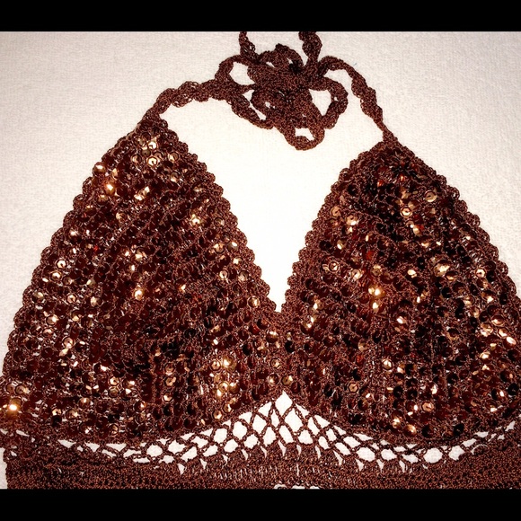 Sequin Crochet halter Top NEW NO TAGS❗️ - Picture 2 of 4