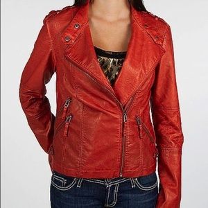 Daytrip Orange Asymmetrical Leather Jacket