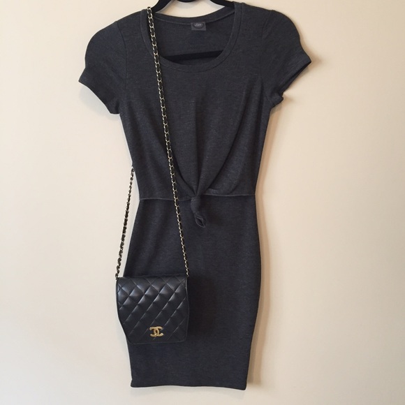 • Last item • Front Tie Charcoal Dress - Picture 3 of 4