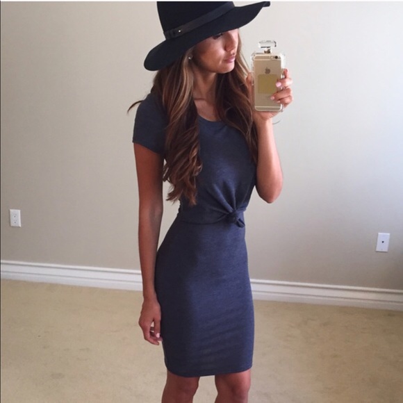 • Last item • Front Tie Charcoal Dress - Picture 4 of 4