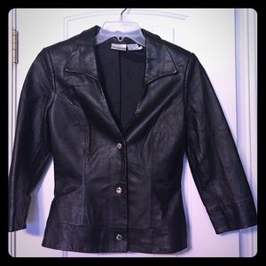 Black leather crop jacket