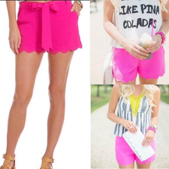 🚫SOLD🚫Hot Pink Scalloped Shorts - Picture 1 of 3