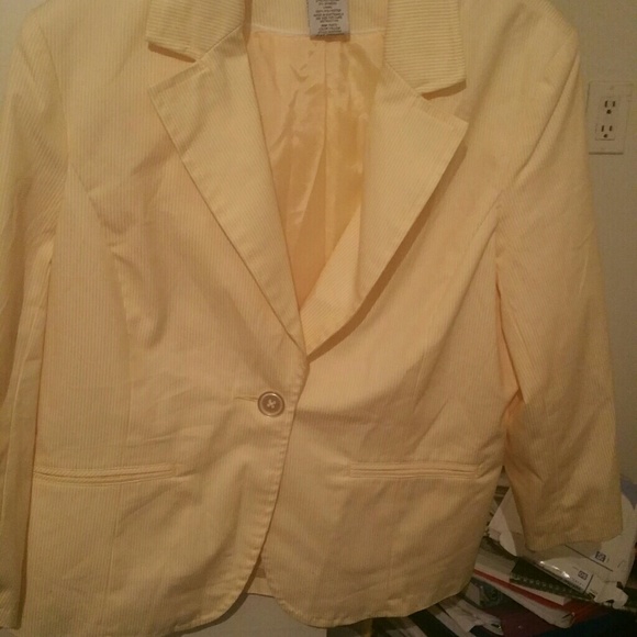 Pinstripe yellow and white blazer