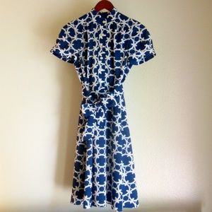 Ann Taylor Blue & White Shirtwaist Dress