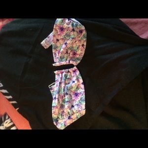 Floral strapless bathing suit