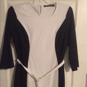 Black and white color block dress