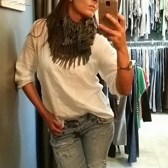Boutique 9 Accessories - Charcoal gray fringe infinity scarf