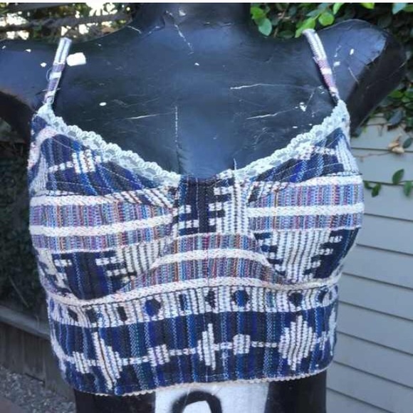 Tobi Tribal Woven Lace Bralette Crop Top