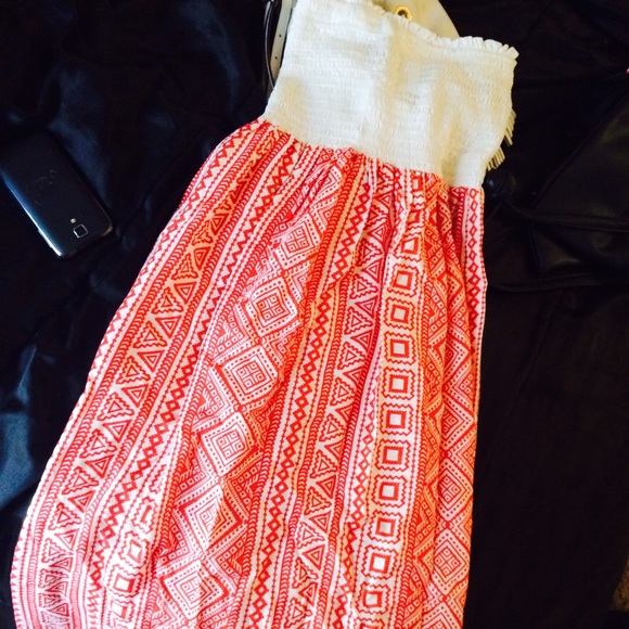 tribal print strapless maxi dress✨