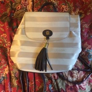 Tommy Hilfiger tan/silk striped backpack