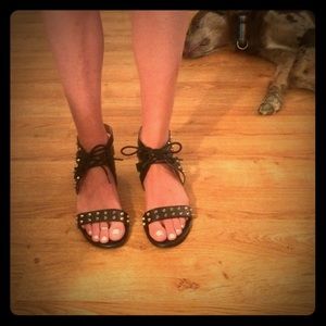 Black studded lace up sandals