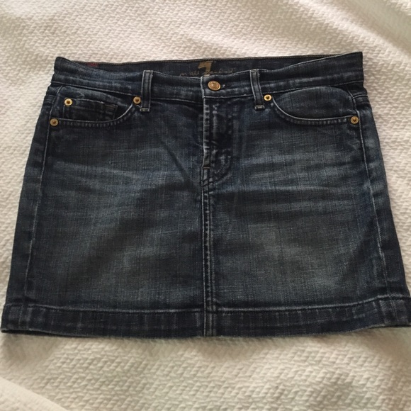 7 for all mankind denim mini skirt