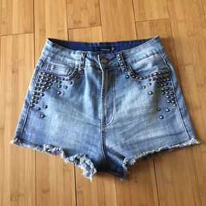 High waisted studded shorts
