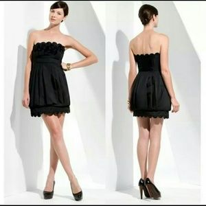 BCBG Maxazria Black Taffeta Pleated Mini Dress 4