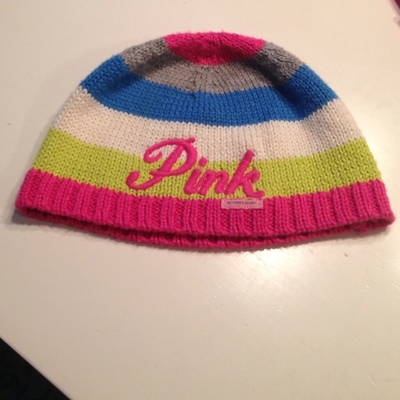 Victoria's Secret Rainbow Striped Beanie