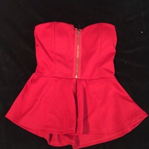 Red tube top with an open back