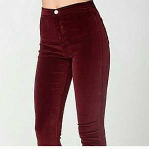 American Apparel High Waisted Velvet Pants