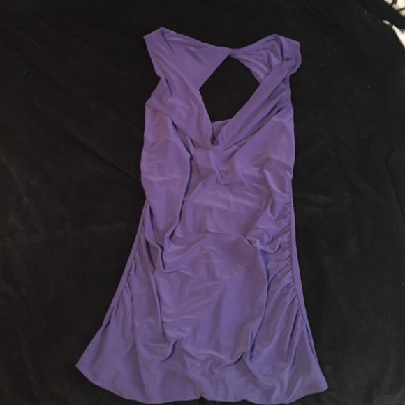 Purple shirt with open back